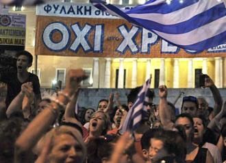 Oxi demonstration in front of parliament